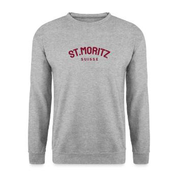 St. Moritz - Suisse - Switzerland - Swiss - Unisex Sweatshirt - salt & pepper - Front - Alina (178cm) & Michal (187cm)