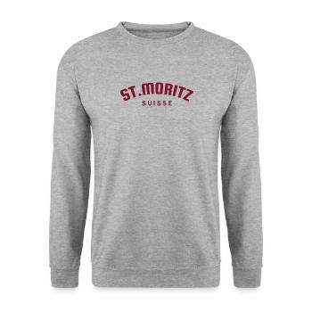 St. Moritz - Suisse - Switzerland - Swiss - Unisex Sweatshirt - salt & pepper - Front - Alina (178cm) & Michal (187cm)