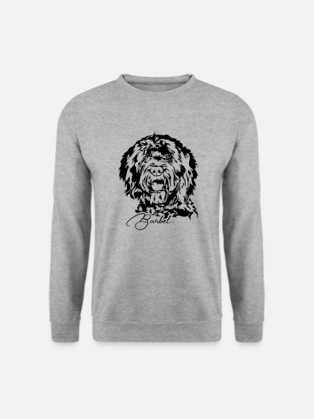 BARBET Hunde Portrait Hund Wilsigns - Unisex Pullover - Weißgrau meliert