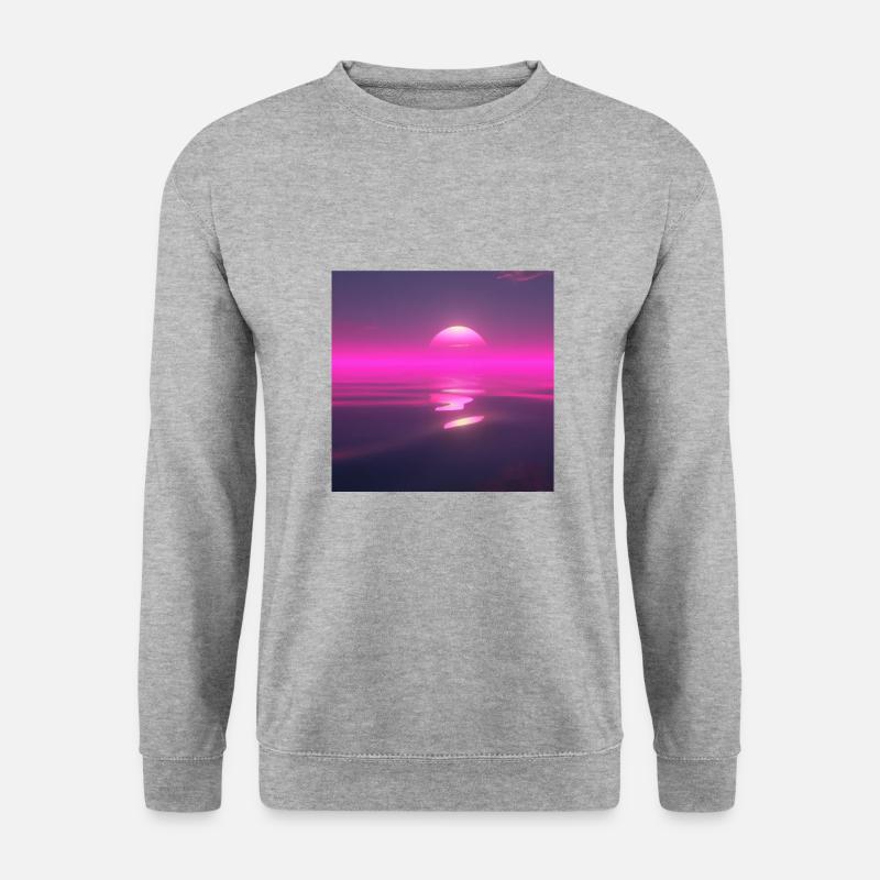 Sonnenuntergang Retro - Unisex Pullover - Weißgrau meliert