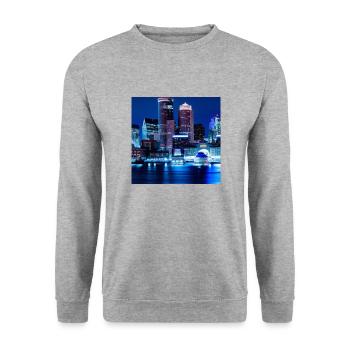 L’horizon de la grande ville la nuit - Sweat-shirt Unisexe - gris chiné - Devant - Alina (178cm) & Michal (187cm)