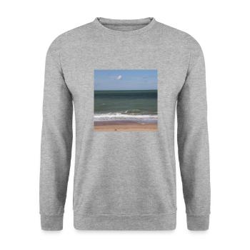 Meer Urlaub am Strand - Unisex Pullover - Weißgrau meliert - Vorne - Alina (178cm) & Michal (187cm)