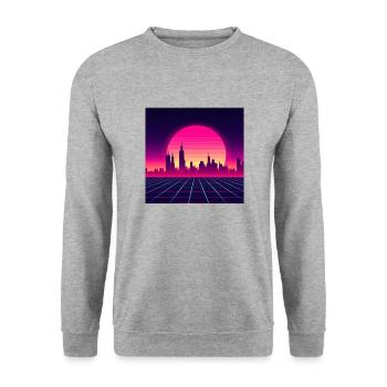 Style vague rétro avec coucher de soleil - Sweat-shirt Unisexe - gris chiné - Devant - Alina (178cm) & Michal (187cm)