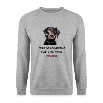 When you accidentally delete the wrong database - Unisex Sweatshirt - salt & pepper - Front - Alina (178cm) & Michal (187cm)