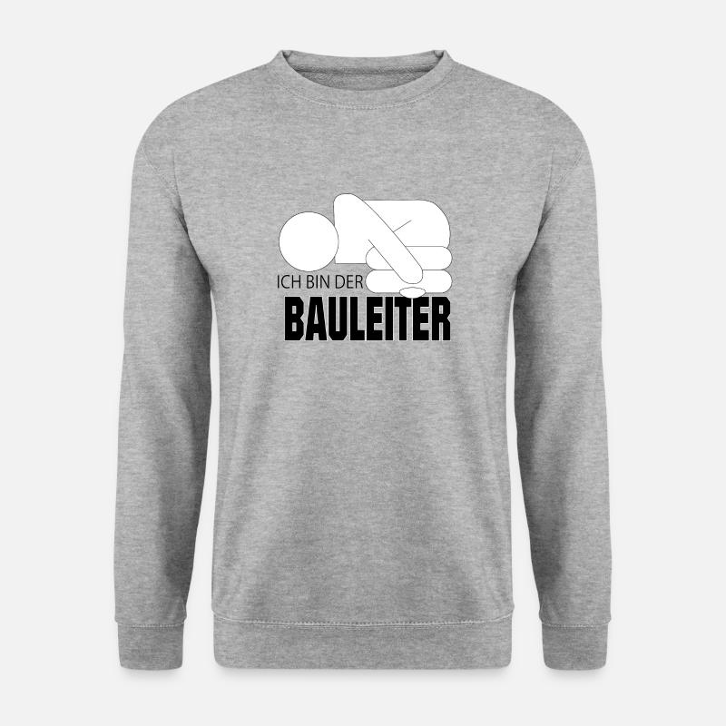 Ich bin der BAULEITER - Unisex Pullover - Weißgrau meliert