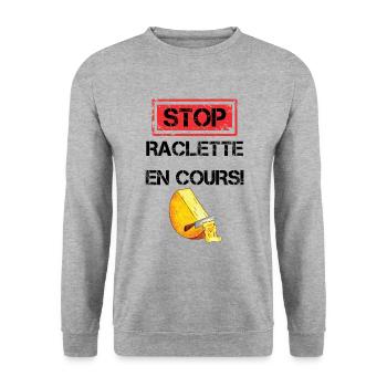 Stop raclette en cours cadeau - Sweat-shirt Unisexe - gris chiné - Devant - Alina (178cm) & Michal (187cm)