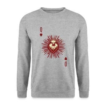 Königin der Herzen - Unisex Pullover - Weißgrau meliert - Vorne - Alina (178cm) & Michal (187cm)