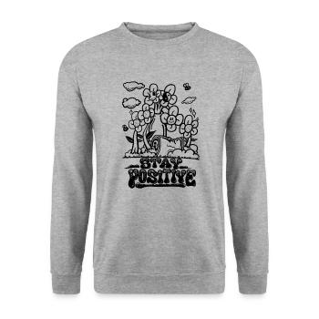 Restez positif - Sweat-shirt Unisexe - gris chiné - Devant - Alina (178cm) & Michal (187cm)