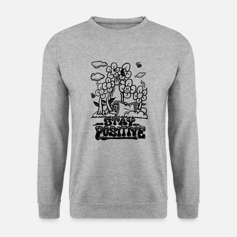 Stay positive - Unisex Pullover - Weißgrau meliert