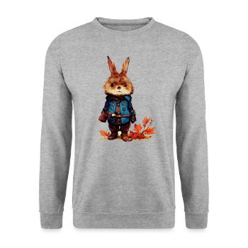 Kaninchen - Unisex Pullover - Weißgrau meliert - Vorne - Alina (178cm) & Michal (187cm)