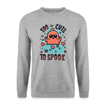 Too Cute to Spook : Bezaubernder Schreck. - Unisex Pullover - Weißgrau meliert - Vorne - Alina (178cm) & Michal (187cm)