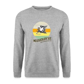 Mouette avec une bière au lac de Neusiedl - Sweat-shirt Unisexe - gris chiné - Devant - Alina (178cm) & Michal (187cm)