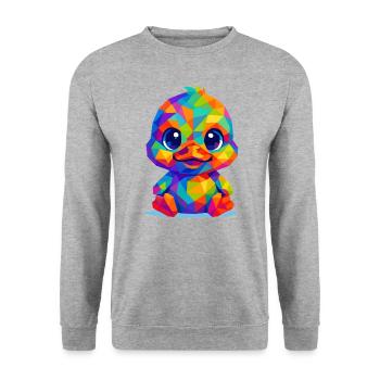 WPAP Polygon Style Kawaii Animals Baby Duck Chick - Unisex Sweatshirt - salt & pepper - Front - Alina (178cm) & Michal (187cm)