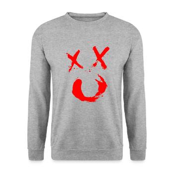Halloween No.3 (Happy Smile) - pourriture / rouge - Sweat-shirt Unisexe - gris chiné - Devant - Alina (178cm) & Michal (187cm)