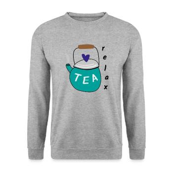 Tea Relax Hygge Relaxation - Unisex Sweatshirt - salt & pepper - Front - Alina (178cm) & Michal (187cm)