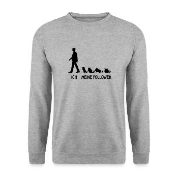 Ich Meine Follower Chinchilla Liebhaber Nager Fan - Unisex Pullover - Weißgrau meliert - Vorne - Alina (178cm) & Michal (187cm)