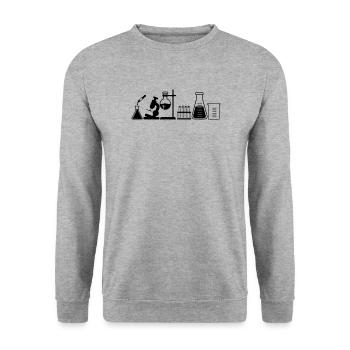 Labor mit Gläsern, Mikroskop und Röhrchen - Unisex Pullover - Weißgrau meliert - Vorne - Alina (178cm) & Michal (187cm)