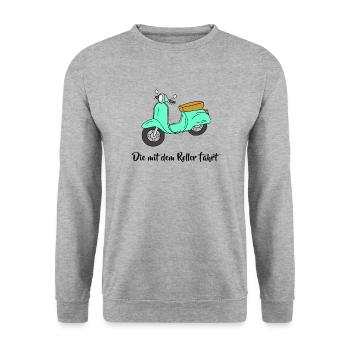 Scooter - Le Voyage en scooter - Sweat-shirt Unisexe - gris chiné - Devant - Alina (178cm) & Michal (187cm)