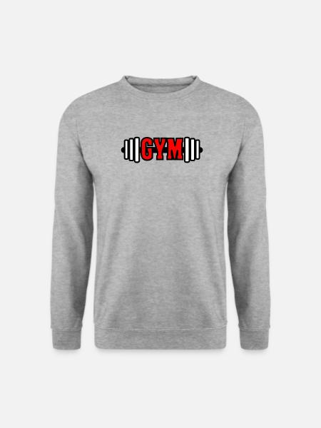 Red text 'GYM' gym gym emblem - Unisex Sweatshirt - salt & pepper