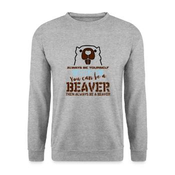 Cadeau de castor - Sweat-shirt Unisexe - gris chiné - Devant - Alina (178cm) & Michal (187cm)