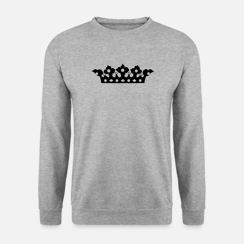 Goldene Krone mit Perlenschirm - Unisex Pullover - Weißgrau meliert
