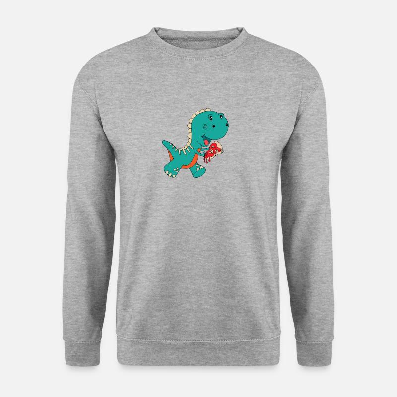 Dino Pizza - Unisex Pullover - Weißgrau meliert