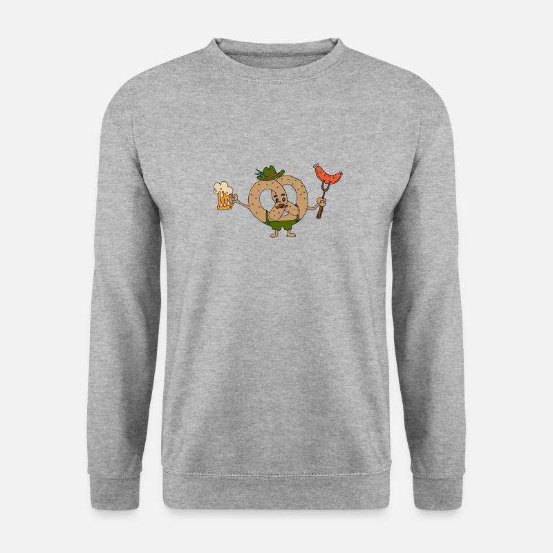 Brezel, Bier&Wurst - Unisex Pullover - Weißgrau meliert