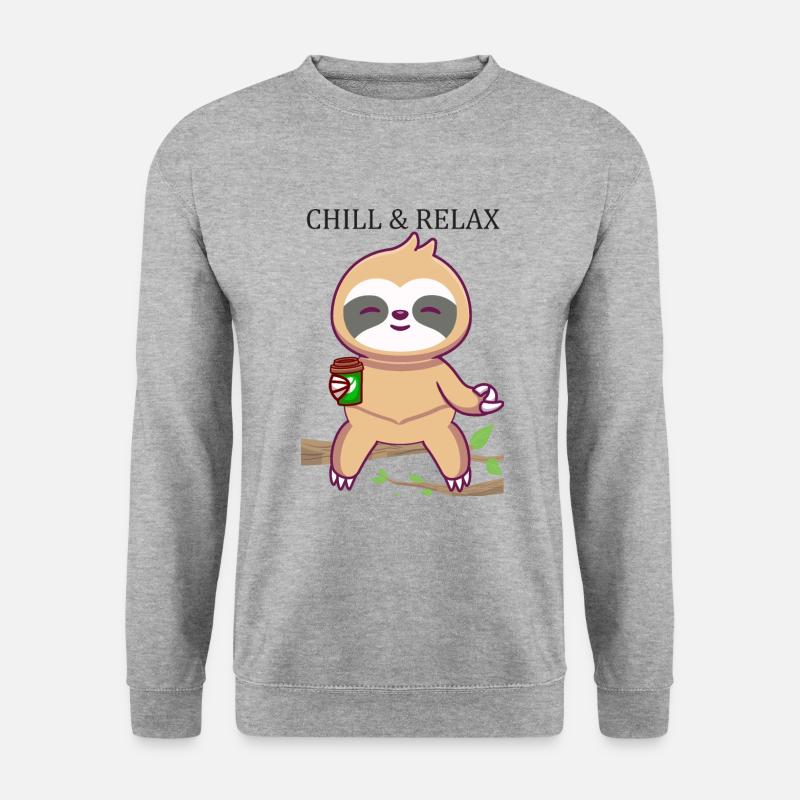 Chill & Relax Sloth Design - Sweat-shirt Unisexe - gris chiné