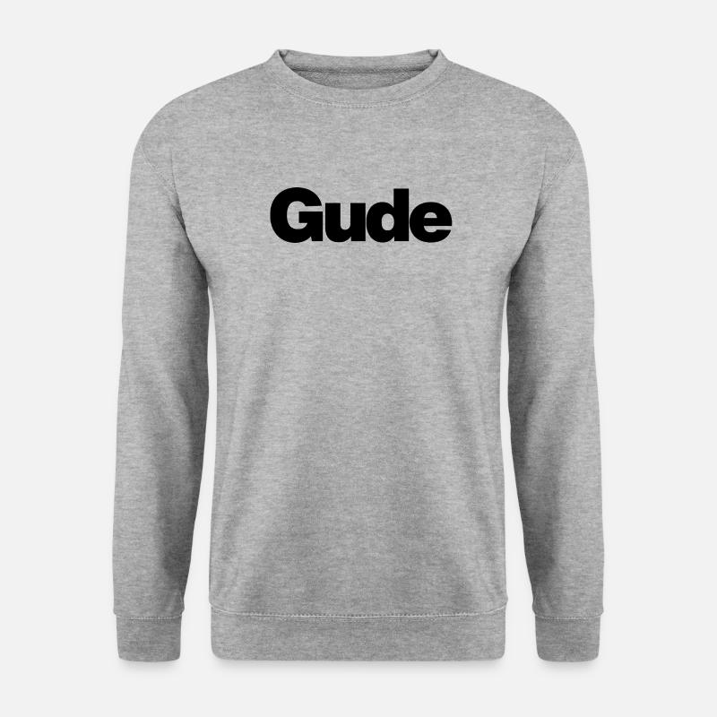 Gude – Urbaner Gruß im Klartext - Unisex Pullover - Weißgrau meliert