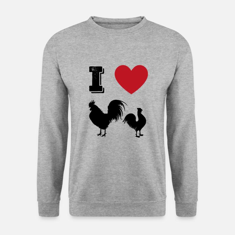 I Love Cocks - Unisex Pullover - Weißgrau meliert