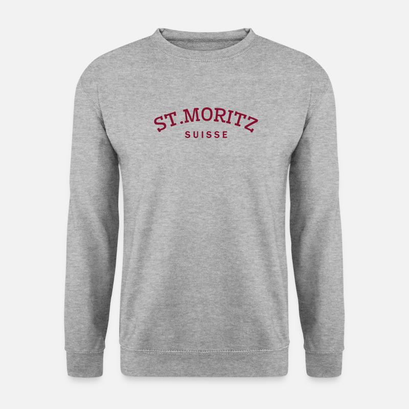 St. Moritz - Suisse - Schweiz - Swiss - Unisex Pullover - Weißgrau meliert