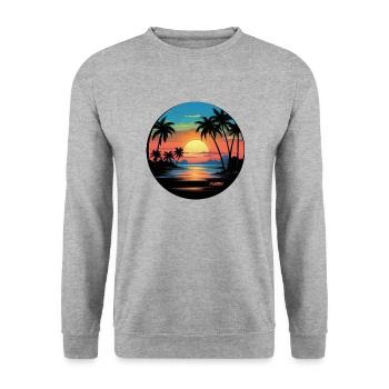 Florida Beach Plage Palmiers Soleil - Sweat-shirt Unisexe - gris chiné - Devant - Alina (178cm) & Michal (187cm)