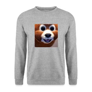 little bear with big eyes - kleiner Bär - Unisex Pullover - Weißgrau meliert - Vorne - Alina (178cm) & Michal (187cm)