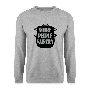 Notre peuple vaincra - Sweat-shirt Unisexe - gris chiné - Devant - Alina (178cm) & Michal (187cm)