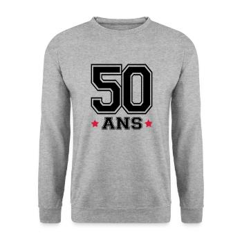 50 ANS - Sweat-shirt Unisexe - gris chiné - Devant - Alina (178cm) & Michal (187cm)