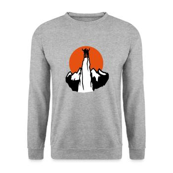 Grimpeurs dans le coucher du soleil - Sweat-shirt Unisexe - gris chiné - Devant - Alina (178cm) & Michal (187cm)