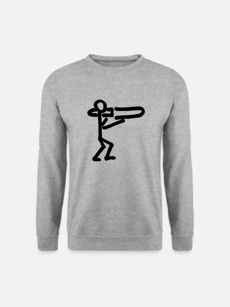Musikant mit Posaune - Unisex Pullover - Weißgrau meliert