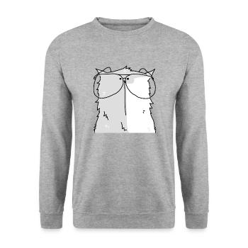 portrait d'un chat à lunettes - Sweat-shirt Unisexe - gris chiné - Devant - Alina (178cm) & Michal (187cm)