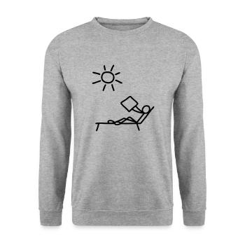 Sonnen & Zeitung lesen - Unisex Pullover - Weißgrau meliert - Vorne - Alina (178cm) & Michal (187cm)