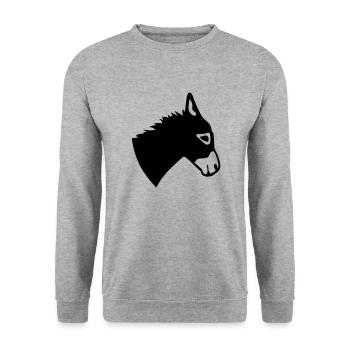 Esel - Unisex Pullover - Weißgrau meliert - Vorne - Alina (178cm) & Michal (187cm)