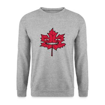 face maple leaf cool funny grin cheeky comic - Unisex Sweatshirt - salt & pepper - Front - Alina (178cm) & Michal (187cm)