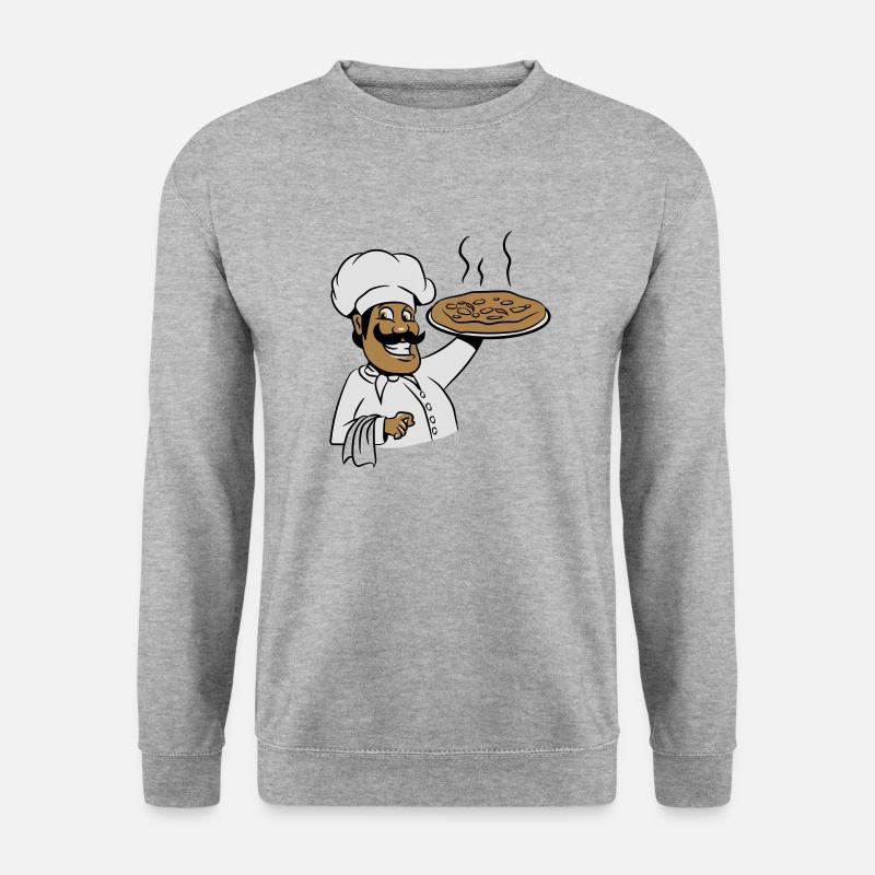 kochen koch pizza - Unisex Pullover - Weißgrau meliert