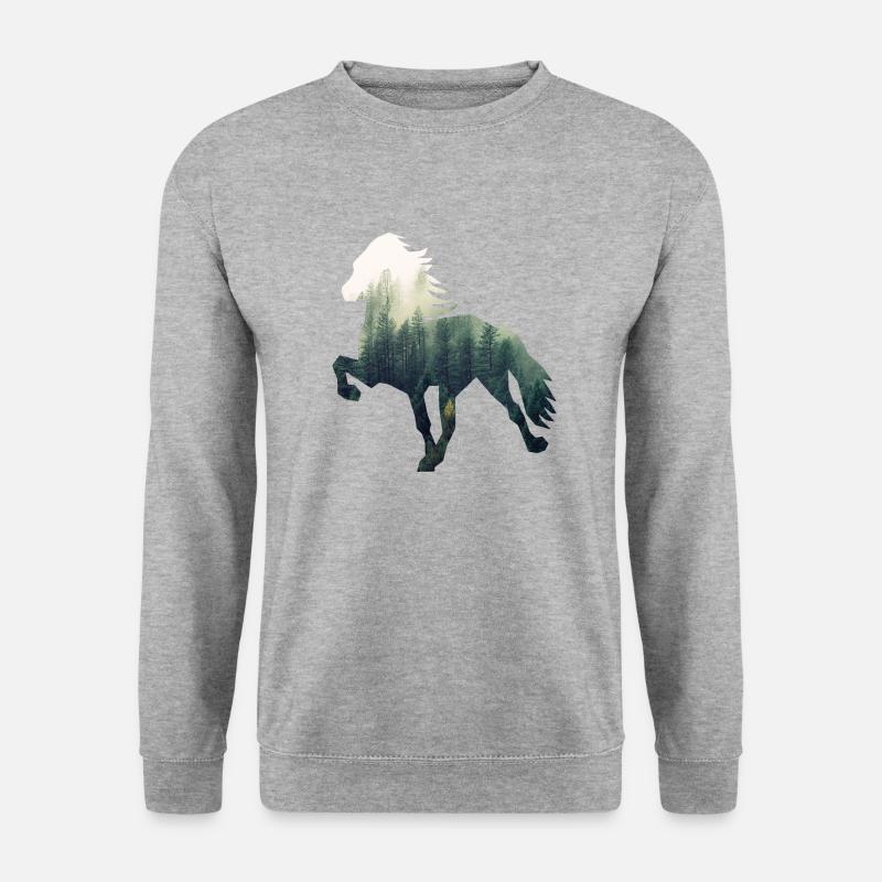 Islandpferd Forest - Unisex Pullover - Weißgrau meliert