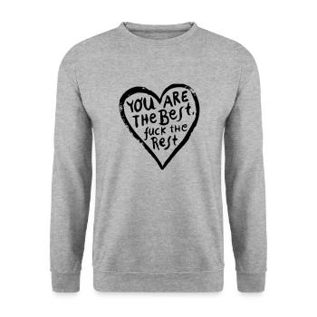 You are the best - fuck the rest! - Unisex Pullover - Weißgrau meliert - Vorne - Alina (178cm) & Michal (187cm)