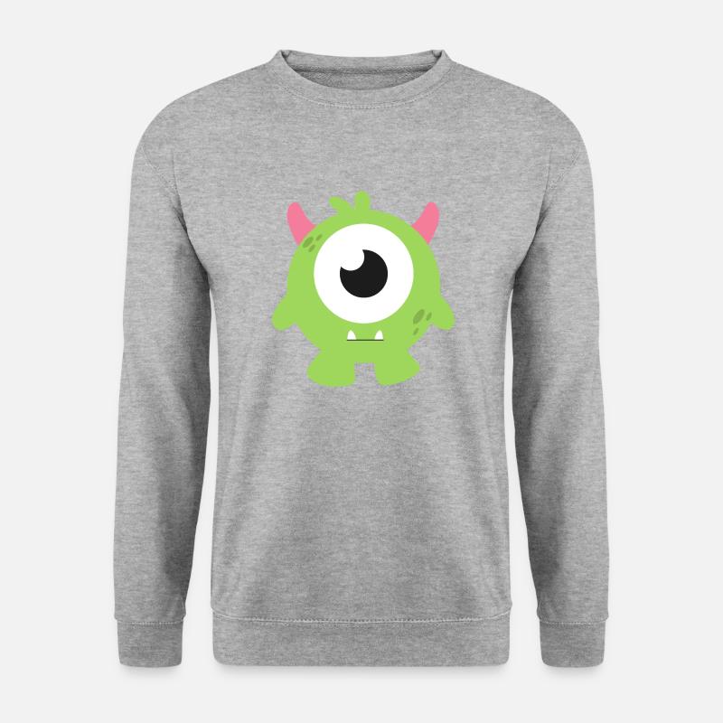 grünes monster - Unisex Pullover - Weißgrau meliert