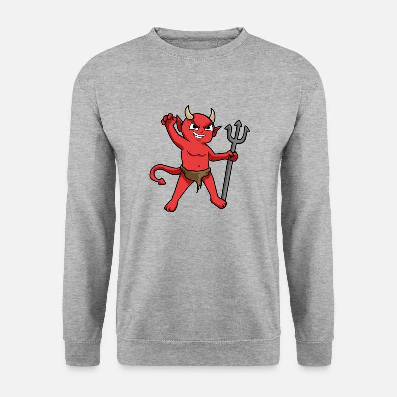 Dämon - Teufel - Unisex Pullover - Weißgrau meliert