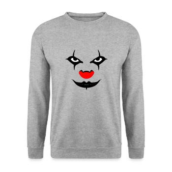 Halloween clown Horreur clown Joker Smile face - Sweat-shirt Unisexe - gris chiné - Devant - Alina (178cm) & Michal (187cm)