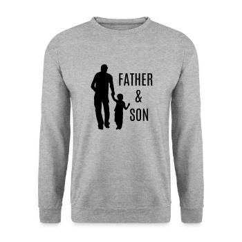 Meilleur père et fils se tenant la main en look partenaire - Sweat-shirt Unisexe - gris chiné - Devant - Alina (178cm) & Michal (187cm)