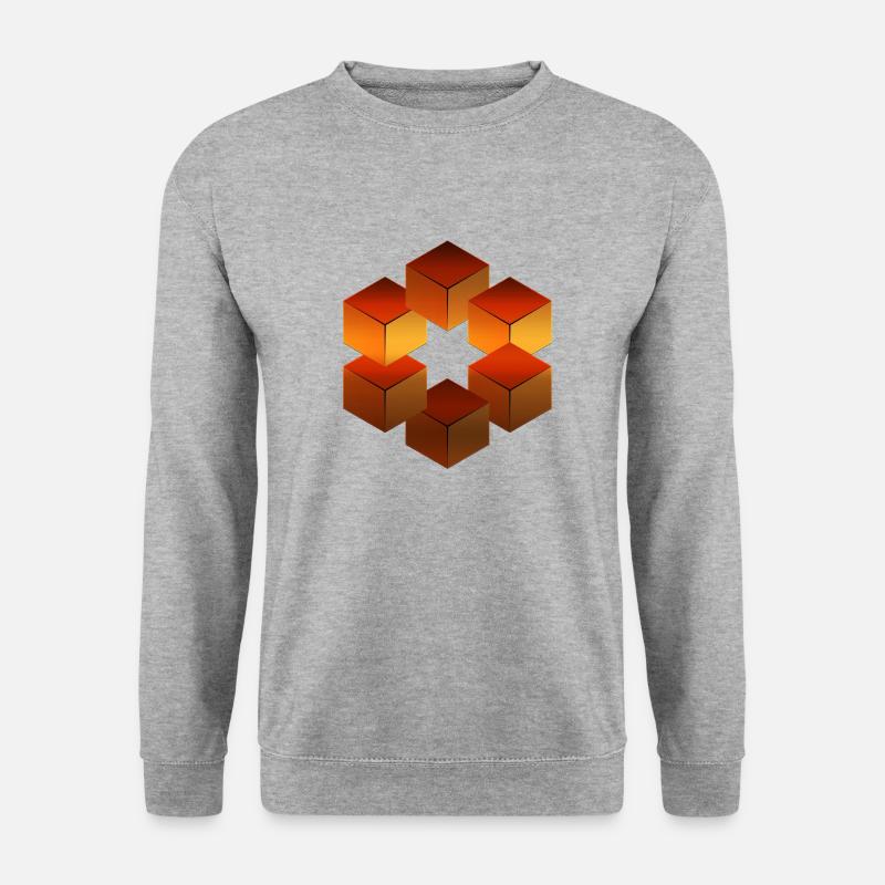 Optische Illusion - Unisex Pullover - Weißgrau meliert