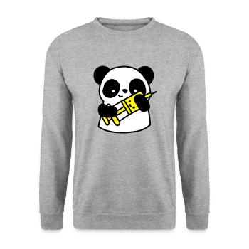Panda nurse with syringe - Unisex Sweatshirt - salt & pepper - Front - Alina (178cm) & Michal (187cm)